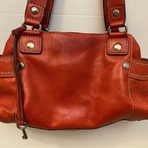 Fossil red leather handbag